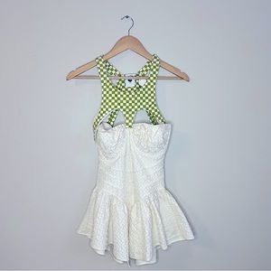 Nuvula Couture Top Corset With Flare Bottom Sleeveless Off White Plaid Unique